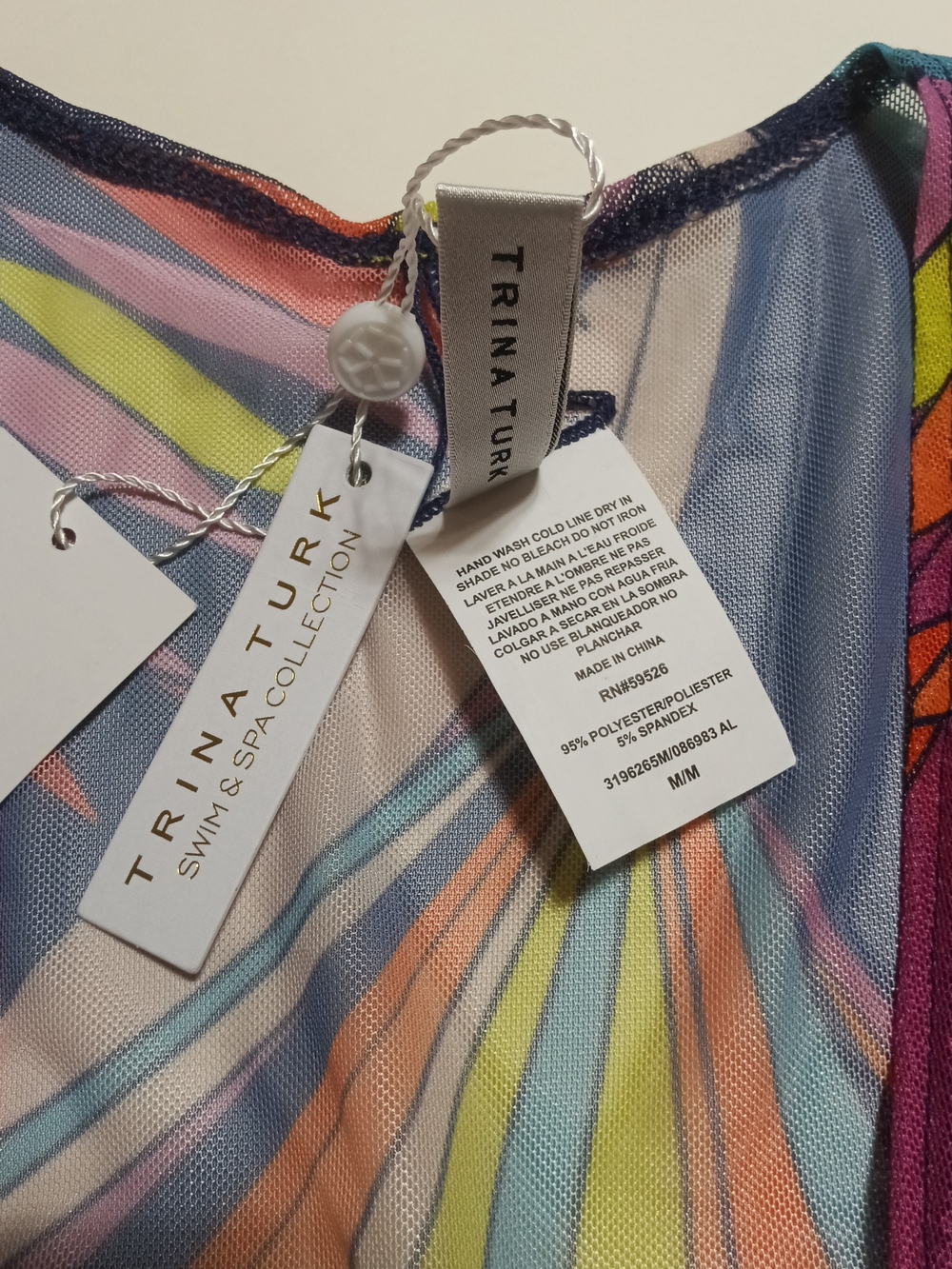 Trina Turk Paralia Multicolor Sheer Long-Sleeve Maxi Swim Cover-Up - Picture 10 of 11